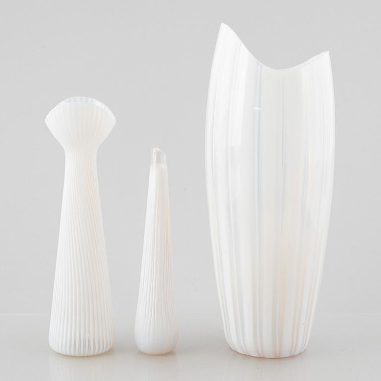 Uno Westerberg, three 'Spectra' glass vases, Pukeberg, Sweden, mid20th century.