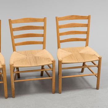 KAARE KLINT, four oak 'Kirkestolen' from Fritz Hansen, Denmark.