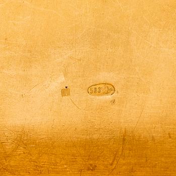 A 14K gold cigarette case with rubies. St- Petersburg, second quarter of the 20th century.