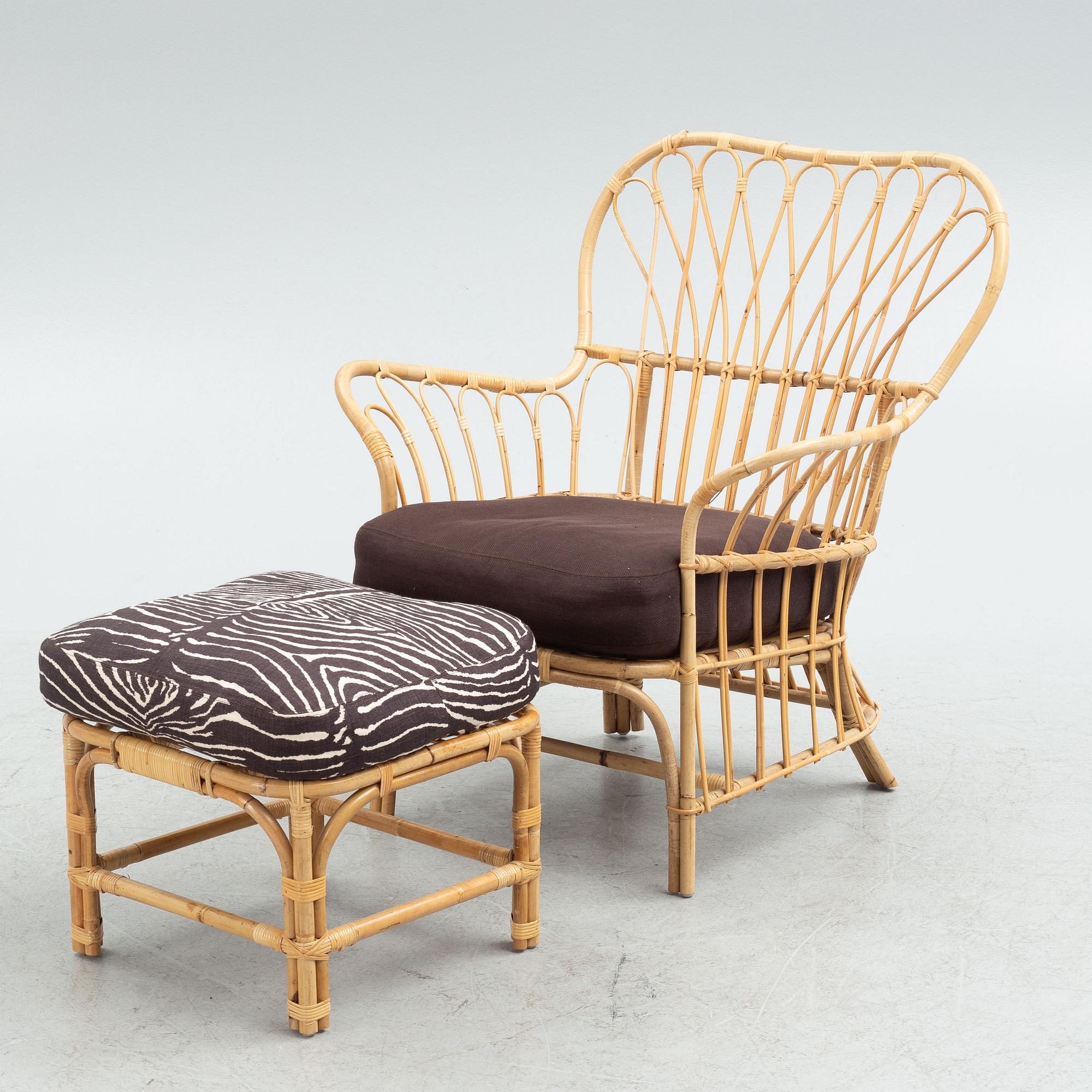 Josef Frank, armchair with footstool, model 311, Firma Svenskt Tenn.