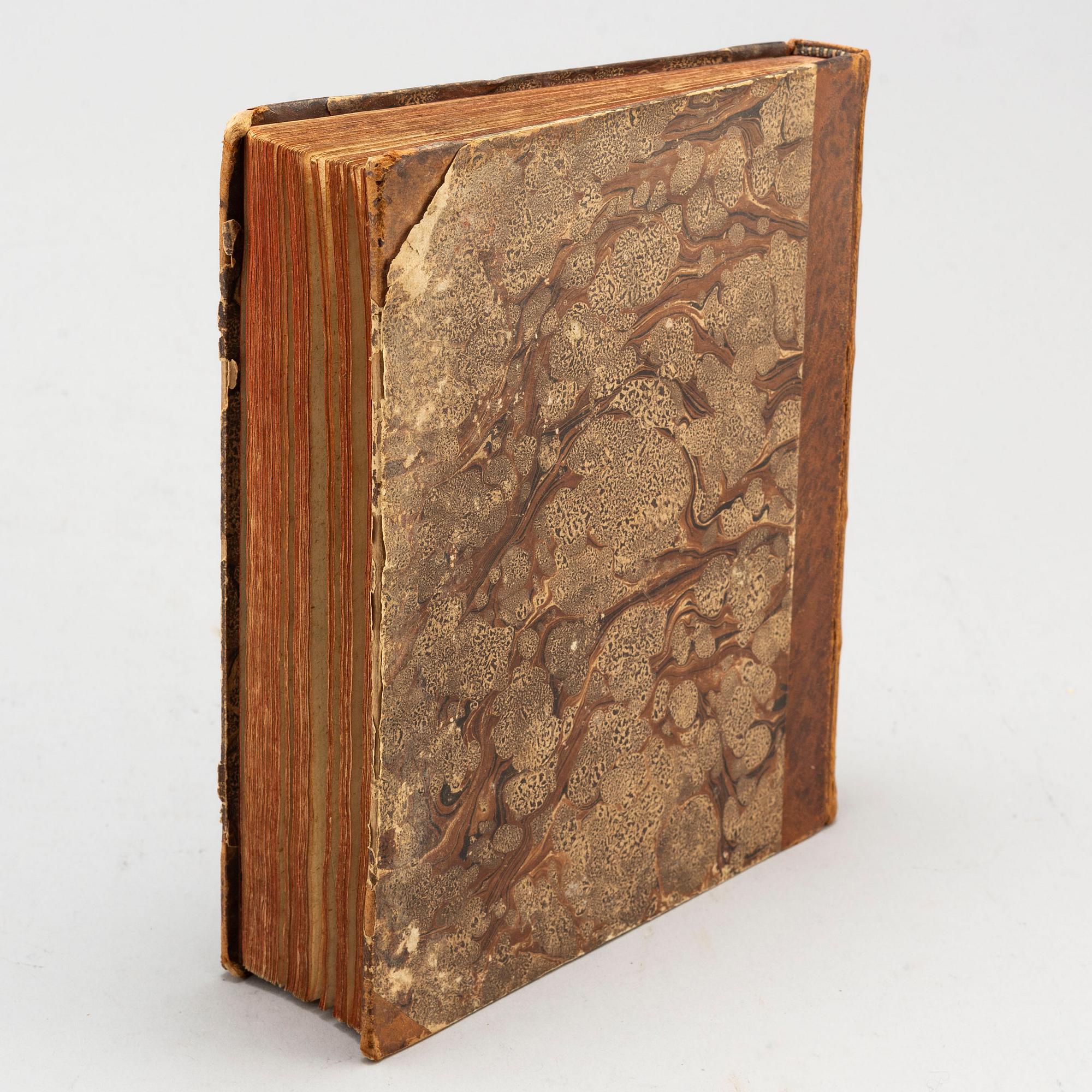 BOOK, with hand coloured dry needle engravings.