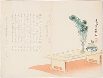 Various artists, including Yashima Gakutei and Totoya Hokkei, a set of four surimono woodblock prints in colours.