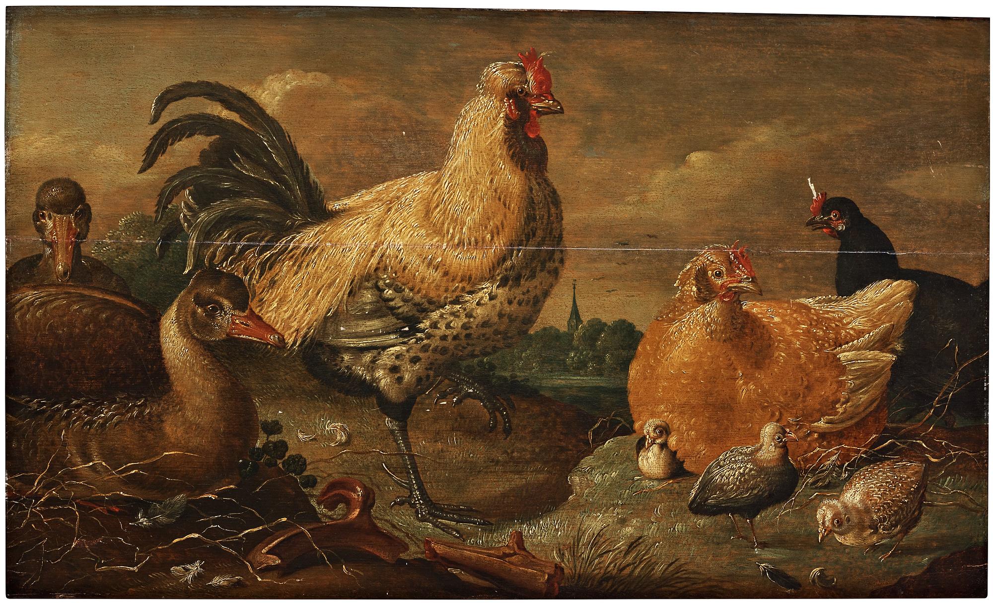 Gijsbert Gillisz. de Hondecoeter Tillskriven, Ank- och hönsfamiljen.