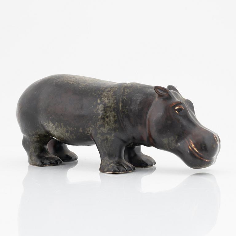 Gunnar Nylund, a stoneware sculpture of a hippo, Rörstrand.
