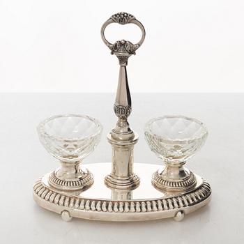 Table centerpiece, sterling silver and glass, late 20th century.