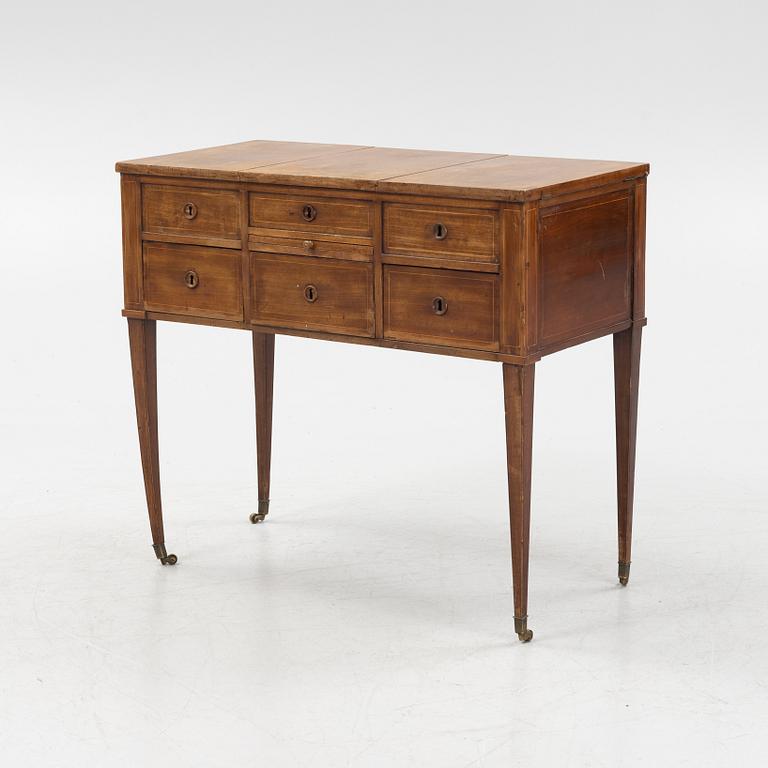 A late Gustavian mahogany dressing table, circa 1800.