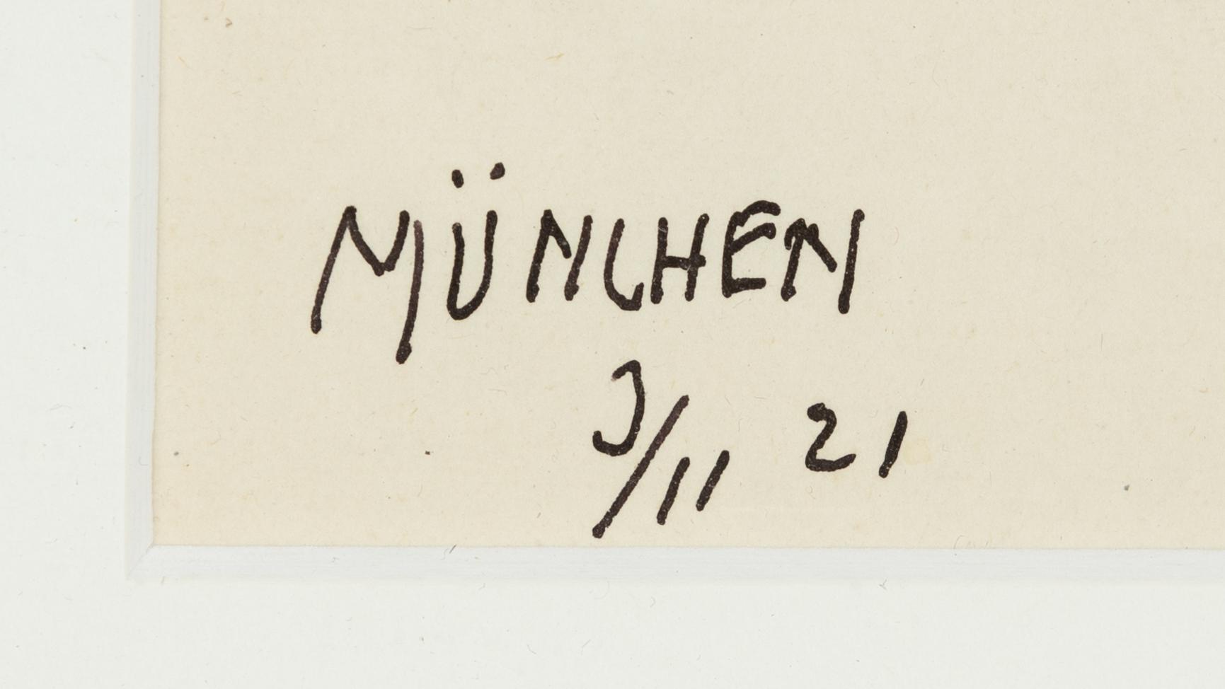John Jon-And, pencil drawing on paper, signed and dated München 3/11-21.