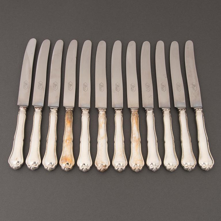 A 173-piece set of 'Chippendale' silver cutlery, Hopeakeskus, Hämeenlinna, Finland 1938-1947.
