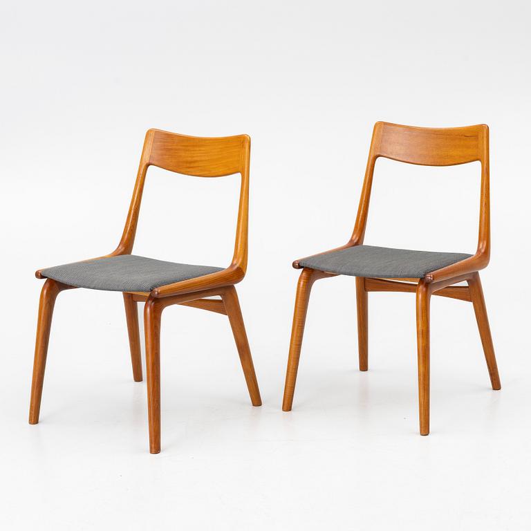 Niels Otto Møller, Alfred Christensen, six "Boomerang/370" chairs, Slagelse, Denmark, 1960s.