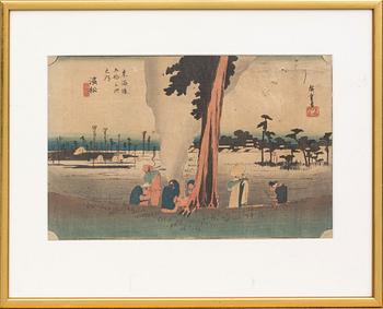 HIROSHIGE, 2 woodcuts, Japan, second half of the 19th century.