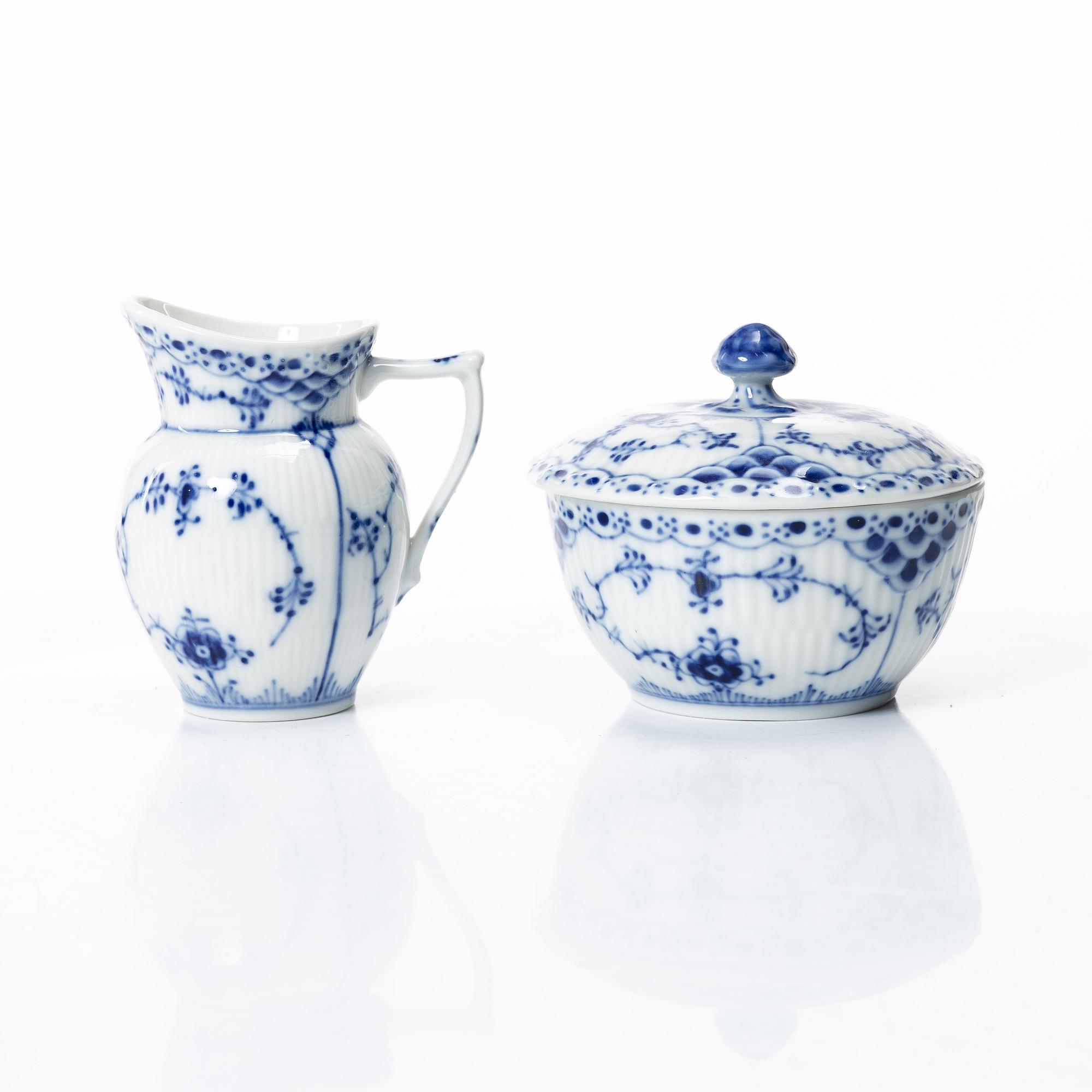 Royal Copenhagen, a 32-piece 'Blue Fluted Half Lace' coffee service, Denmark.