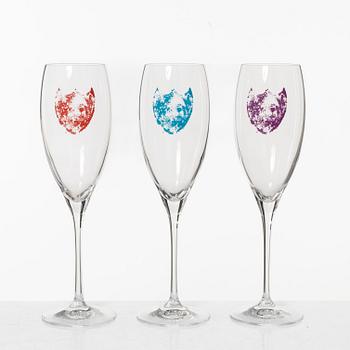Dom Perignon, a set of six champagne glasses, Andy Warhol Tribute Collection.