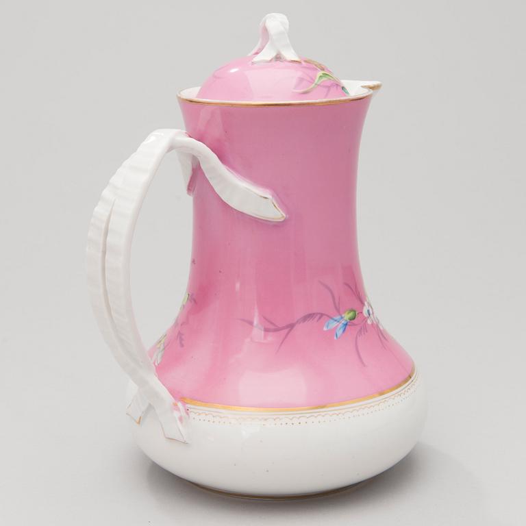 A RUSSIAN PORCELAIN COFFEE POT, Kusnetsov porcelain factory late 19th century.