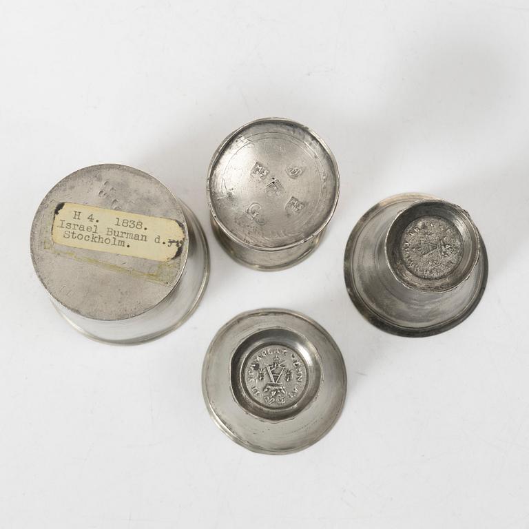 Bägare, 7 st samt kalkar, 2 st, olika mästare, 17/1800-tal.