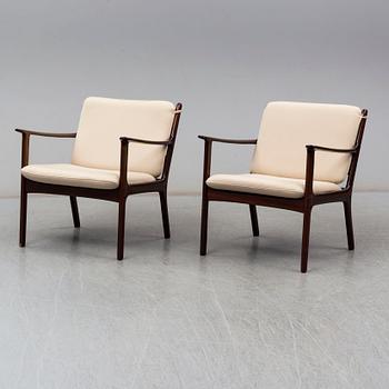 A pair of easy chairs, Ole Wanscher, Poul Jeppesen, Denmark.