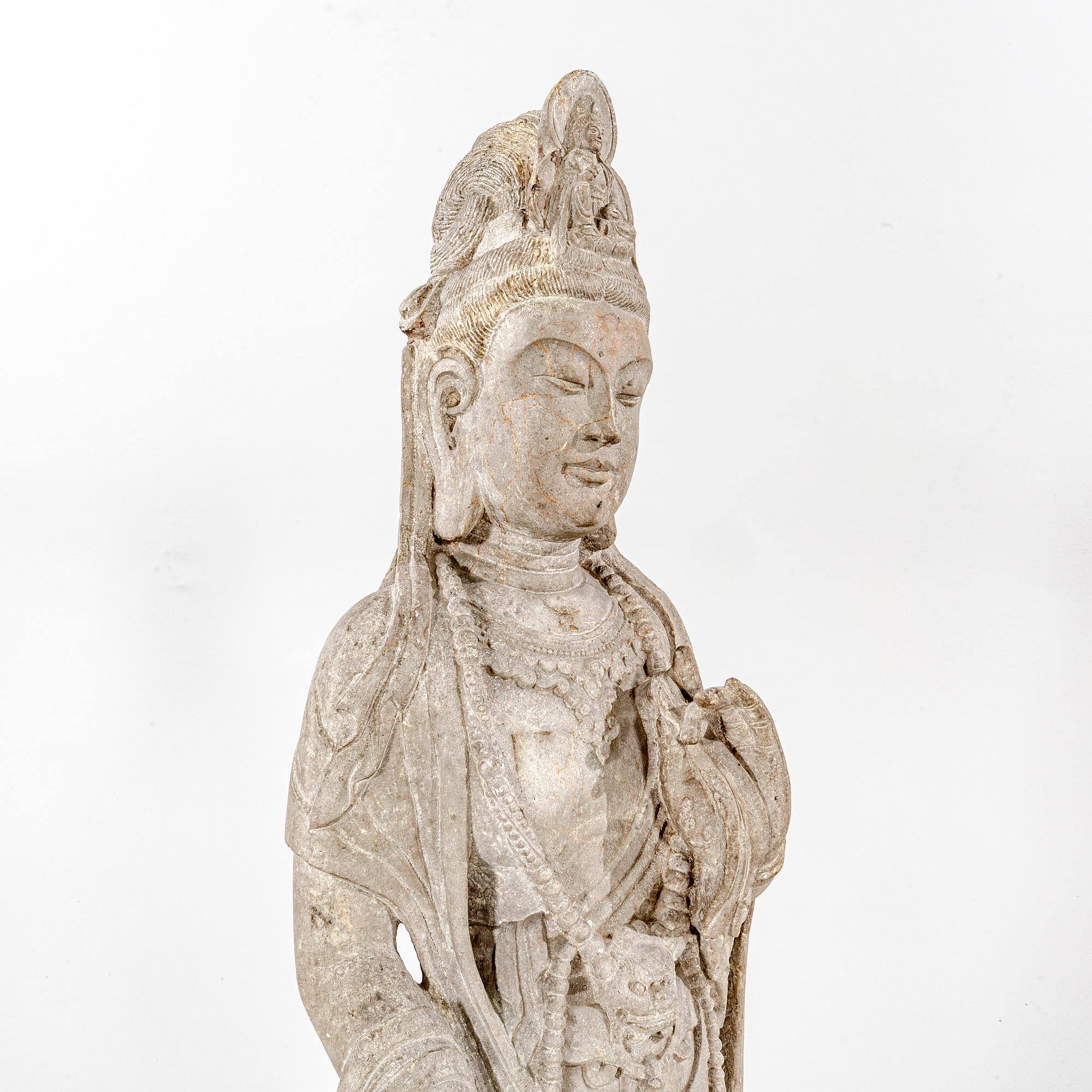 A stone sculpture of Boddhisattva, 20th Century.