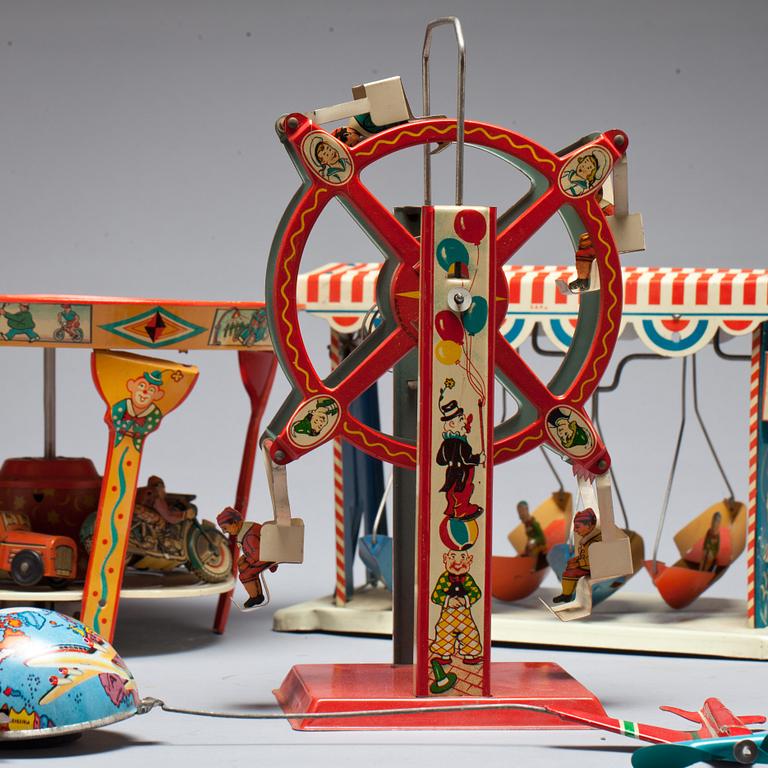 PARTI LEKSAKER, 4 st. Karuseller, Made in U.S Zone Germany, 1900-talets mitt.