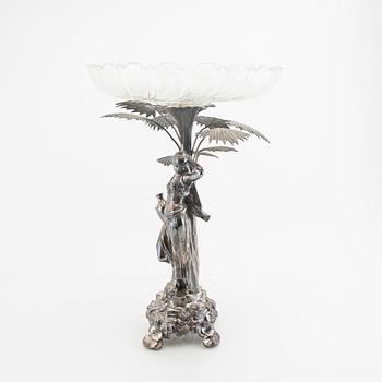 A nickel silver and glass table set, first half of the 20th century.