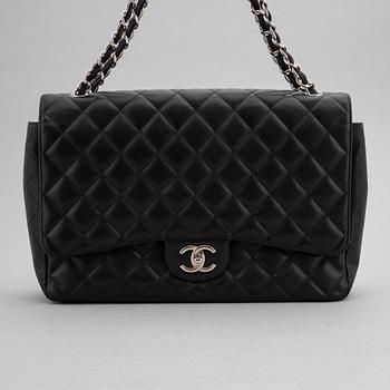Chanel, a black caviar leather 'Double Flap Bag Jumbo', 2011.