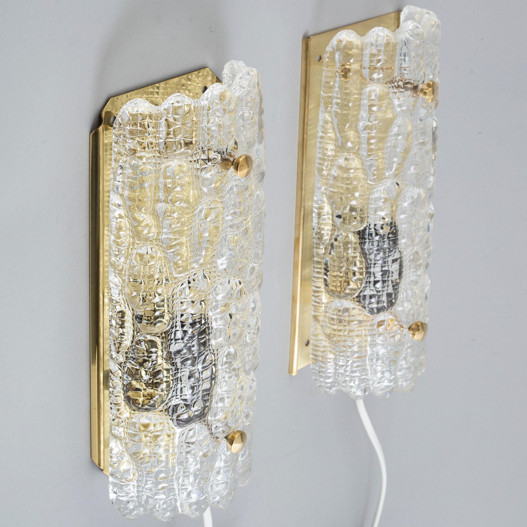 CARL FAGERLUND, a matched pair of wall lights from Orrefors.