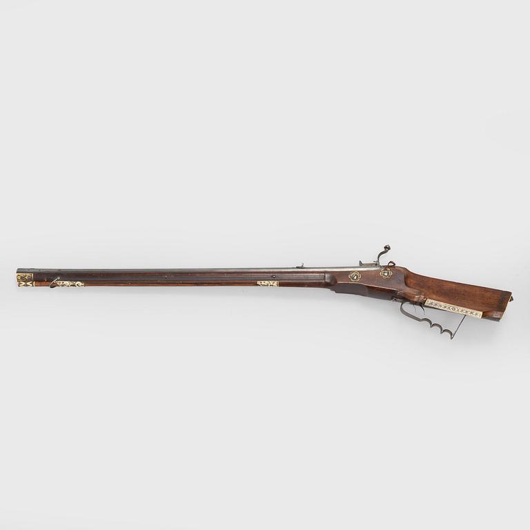 Hjullåsstudsare, signerad Johan Neureuter, Salzb. (Salzburg 1669-1754) från omkring år 1700.