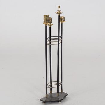 A ART NOUVEAU SMOKE STAND, wood and brass.