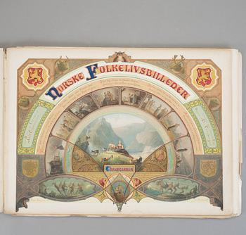 BOK, "Norske folkelivsbilleder" Efter Malerier og Tegninger af Adolph Tidemand, Christian Törnsberg, Christiania, 1854.