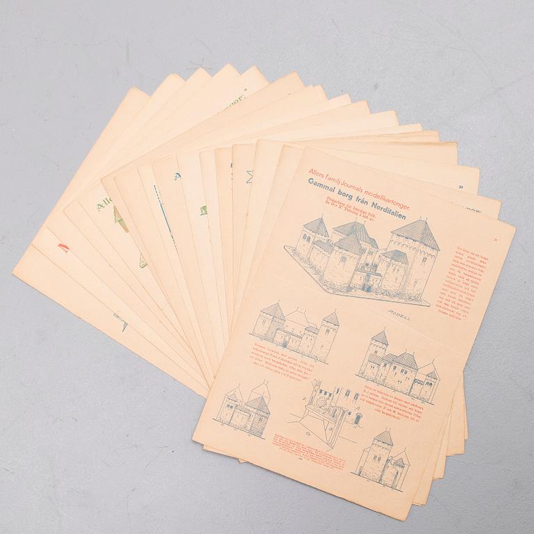 MODELLKARTONGER, CA 17 ST, papper, Allers Familj-Journal och Oy Tilgmann Ab, 1900-talets första hälft.