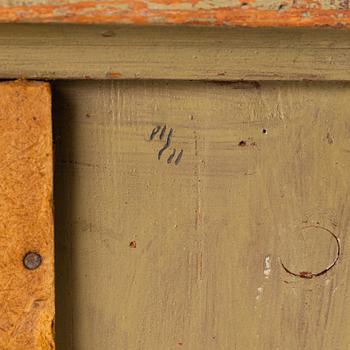 Richard Johansson, object/installation in a wooden cupboard, drawing, painting and mixed media, signed.
