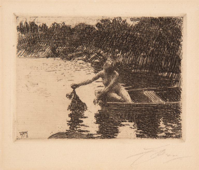 Anders Zorn, etching, 1913, signed in pencil.