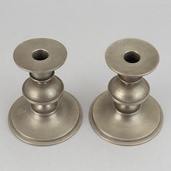 Edvin Ollers, a pair of pewter candlesticks, Schreuder & Olsson, Stockholm 1973.
