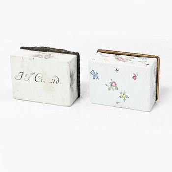 Two enamel boxes, 18th century.