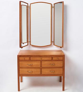 Carl-Axel Acking, a chest of drawers and wall mirror, for The Hotel Malmen, Svenska Möbelfabrikerna Bodafors, Sweden, 1940-50's.