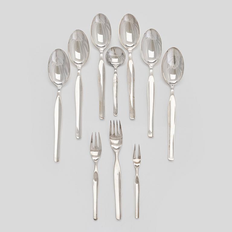 Tapio Wirkkala, bestick, 10 st, "Tapio", silver, Kultakeskus, Tavastehus 1964-67.