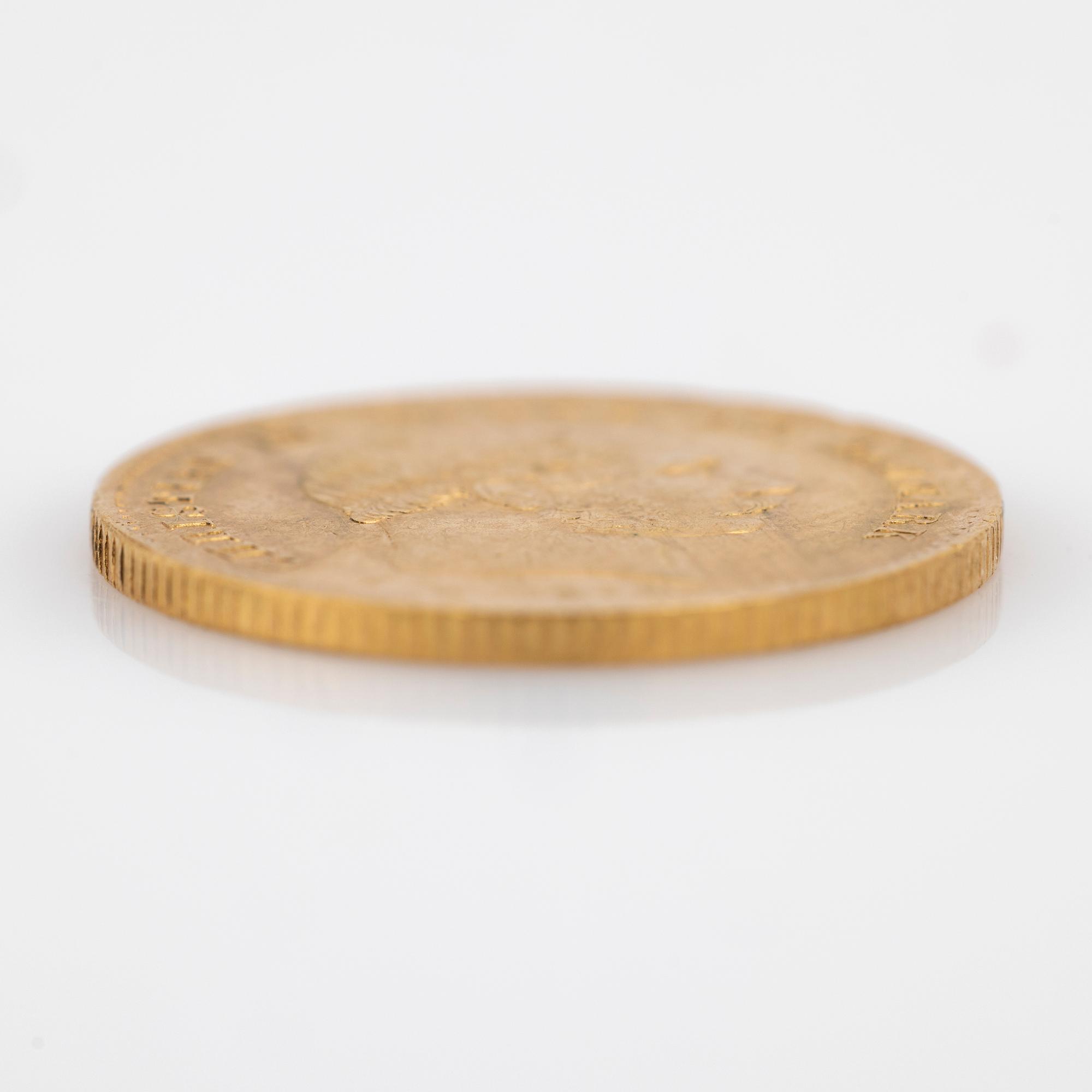 Gold coin Denmark, Christian IX 20 crowns, 1876.