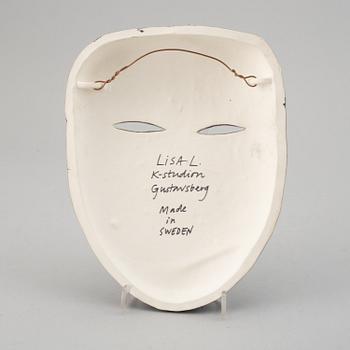 A Lisa Larson stoneware sculpture of a mask, K-studion, Gustavsberg.