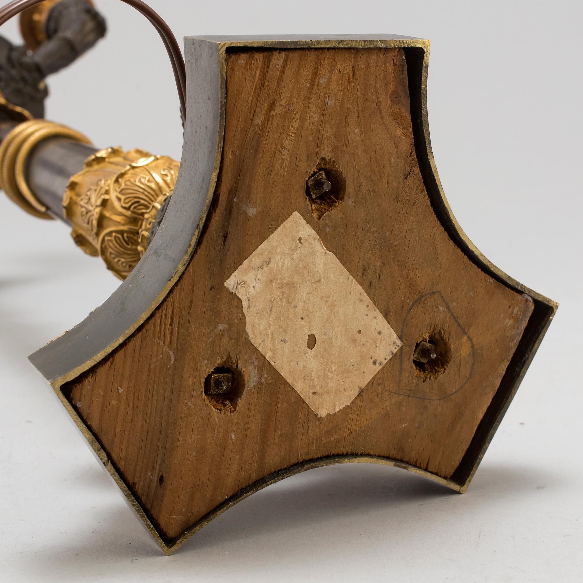 A first half of the 19th century bronze table lamp.