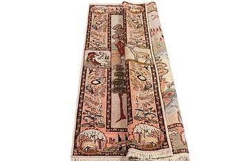 A rug, Tabriz, figural, ca 198 x 138 cm.