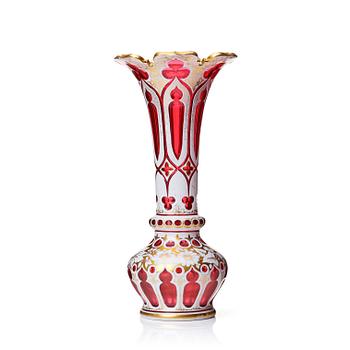 A ruby red glass vase, Russia or Bohemia, 19th century.