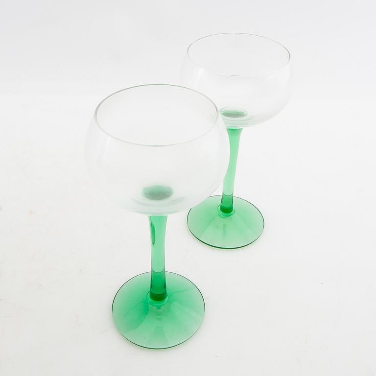 Wine glasses 11 pcs and a decanter, first half of the 20th century.