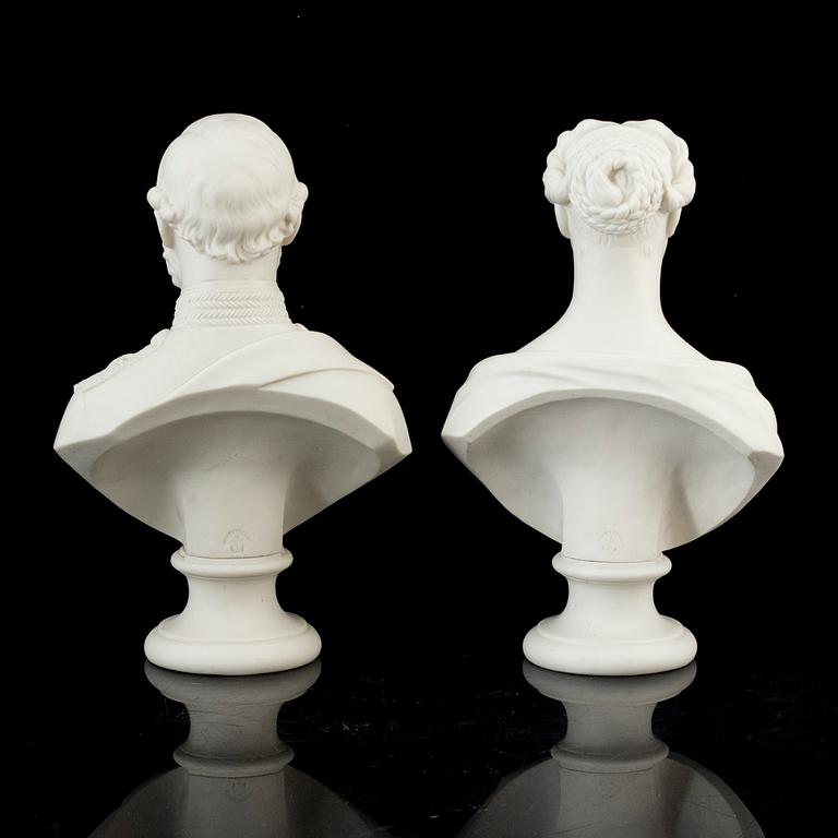 A pair of porcelain busts, Gustafsberg, mid 19th Century.