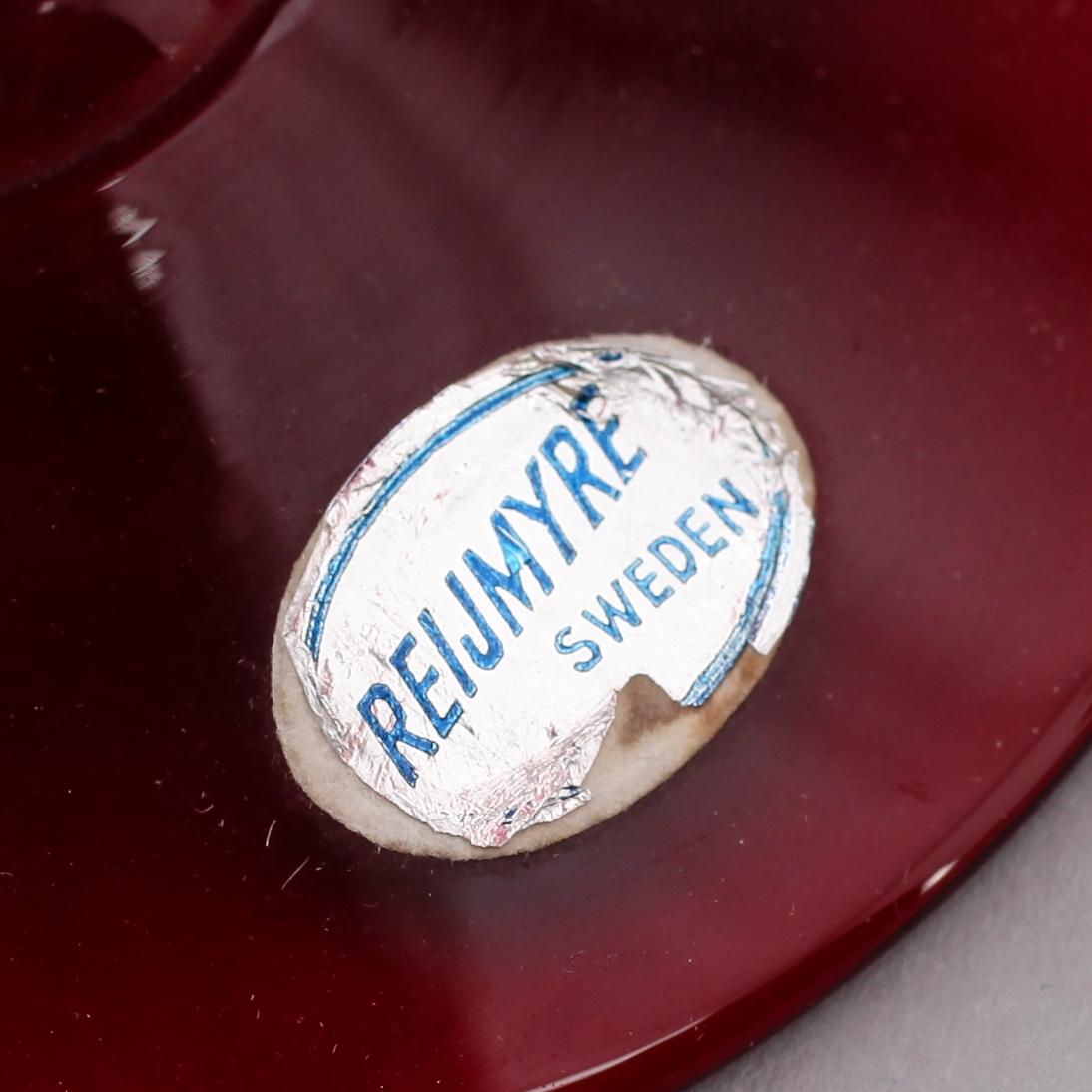 SERVISGLAS, 9 delar, rött glas, Monica Bratt, Reijmyre, 1900-talets mitt.