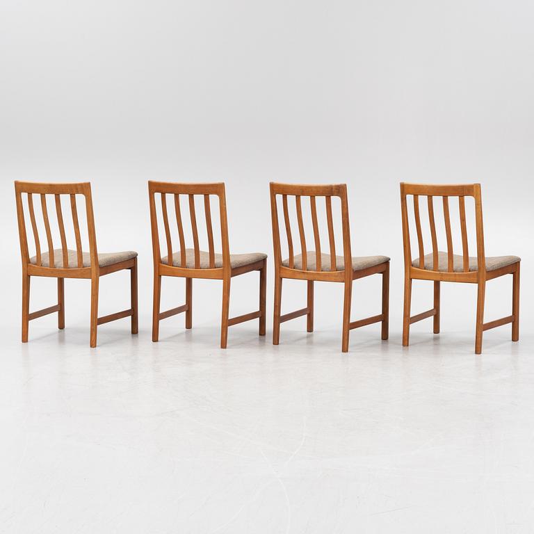 Karl Erik Ekselius, 4 walnut chairs, JO Carlsson Vetlanda, 1960's.