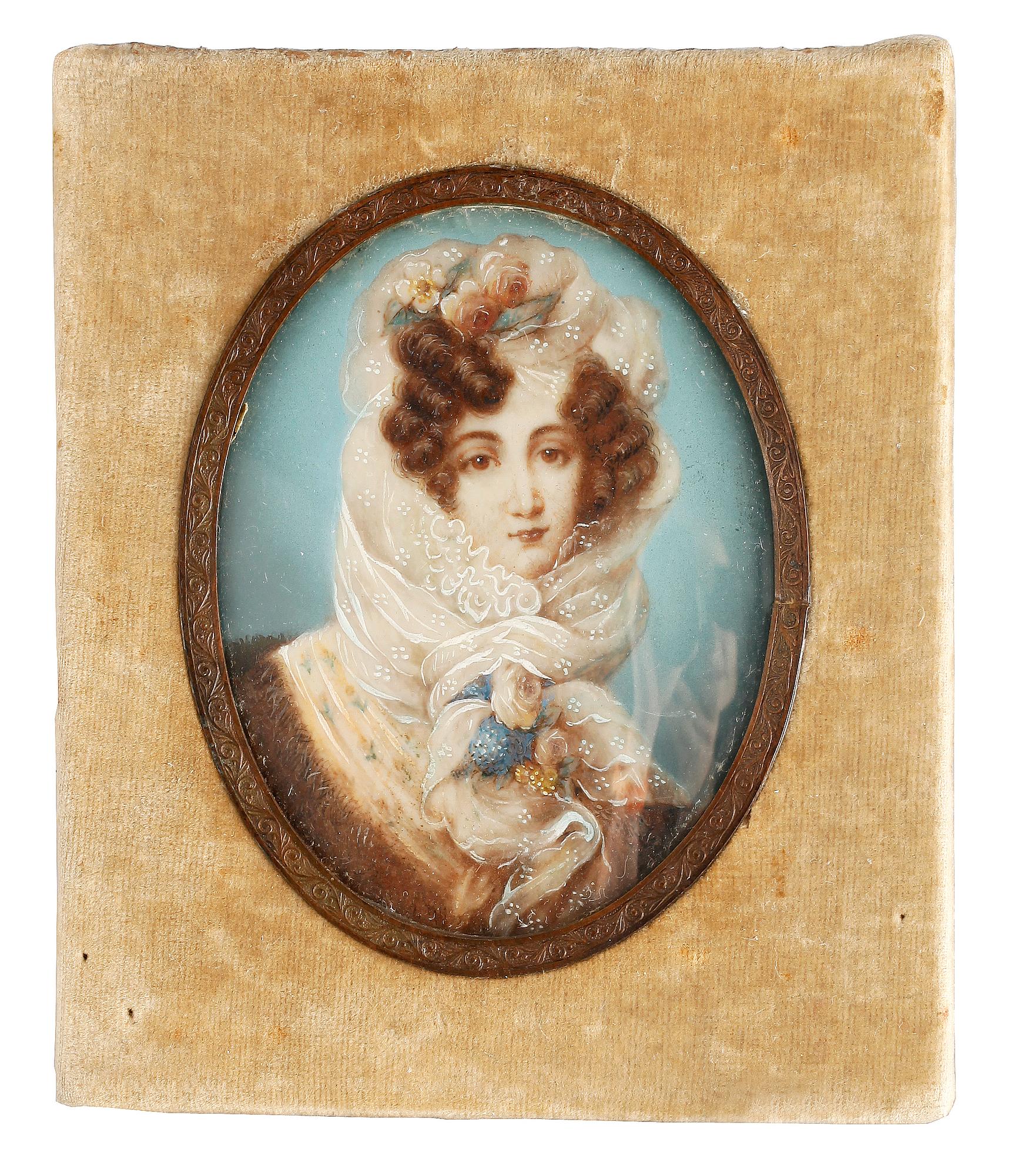 MINIATYRMÅLNING, gouache på ben, 1800-talets andra hälft.