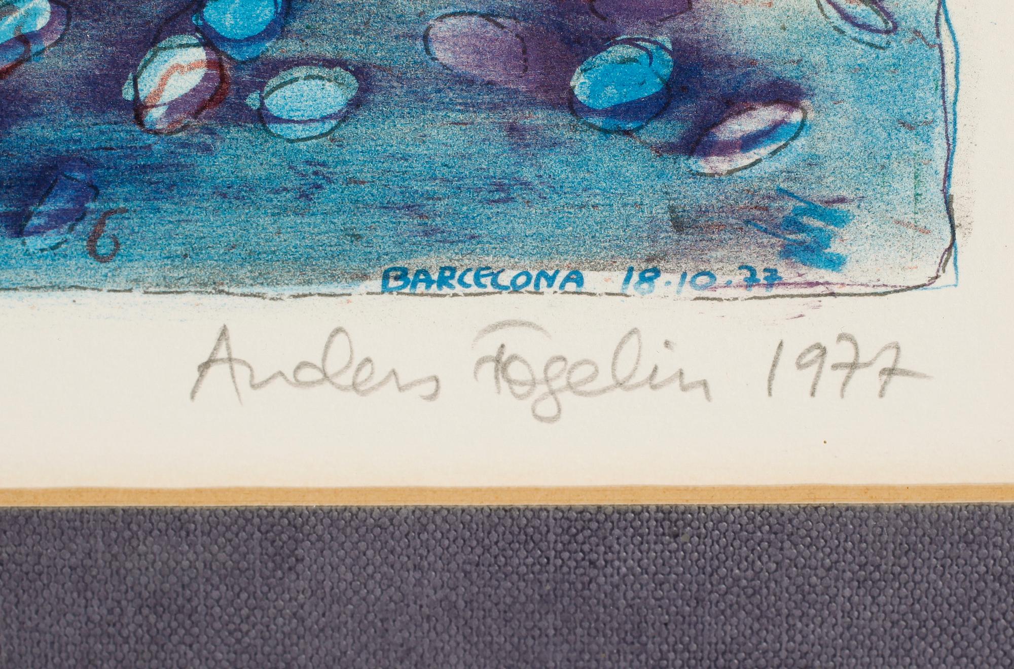 ANDERS FOGELIN, 2 st, färglitografier, signerade, daterade 1977 och numrerade 191/285.