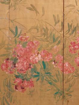 A Japanese six fold screen, early 20th Century.