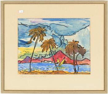 Evert Taube · EVERT TAUBE, gouache på papper, signerad 1949.