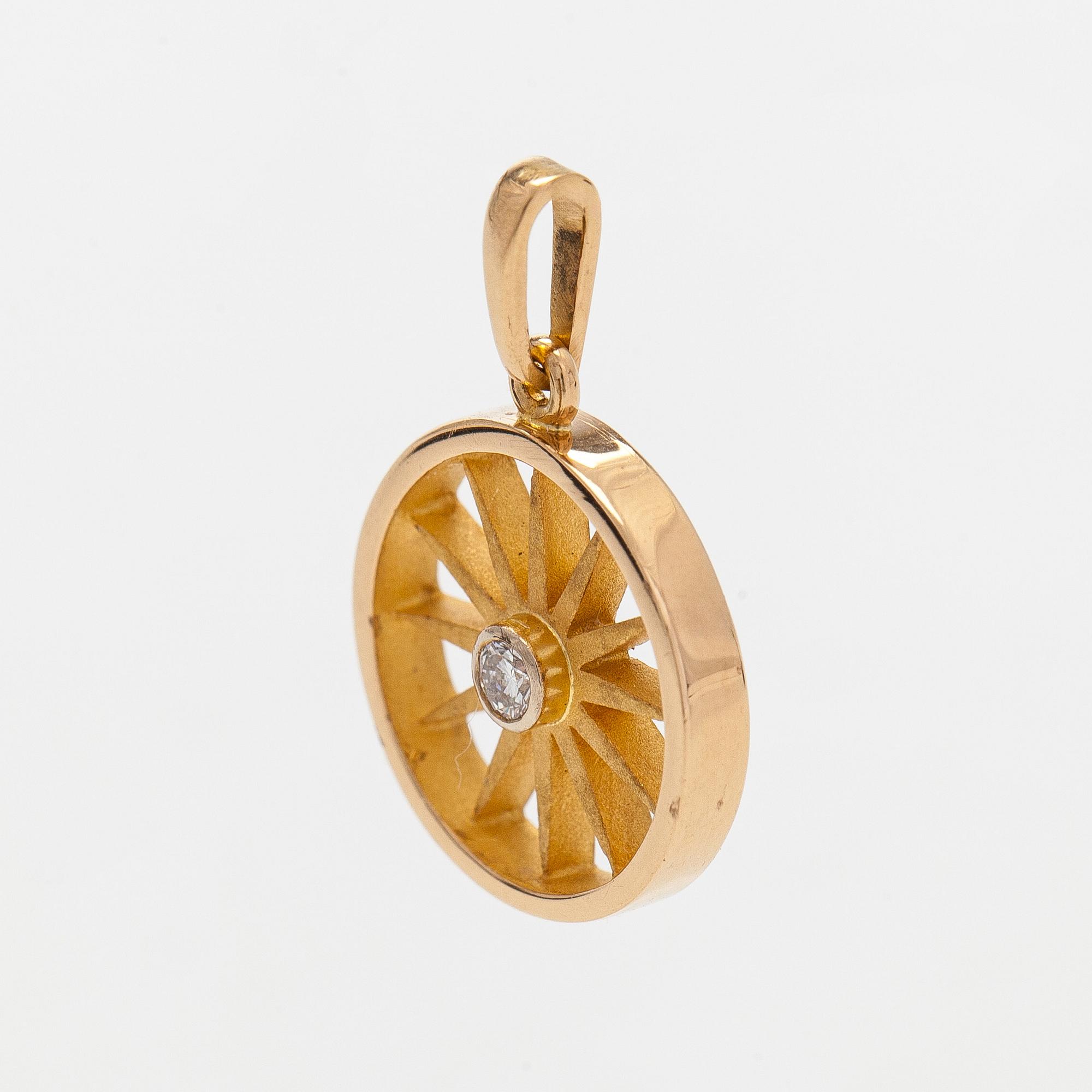 Hänge, briljantslipad diamant, 18K guld, A. Tillander.