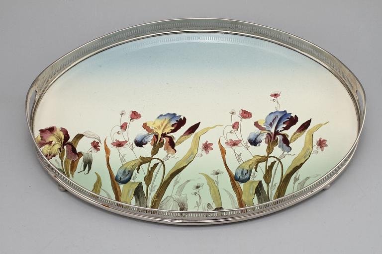 BRICKA samt COASTERS, 2 st, delvis Villeroy & Boch, 1900-talets mitt.
