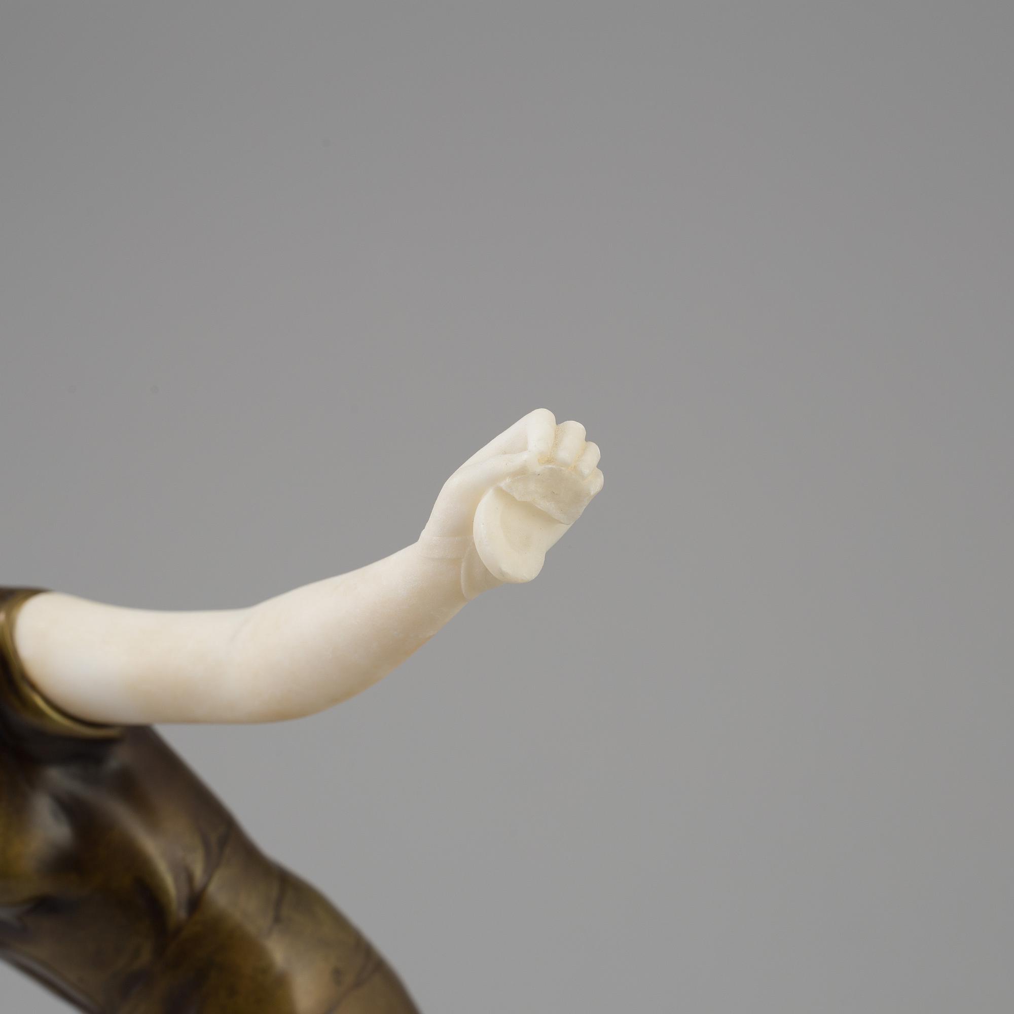 Unknown artist, a 20th century sculpture "Dancer with castanets", patinated bronze on marble bace, signed Blancz.